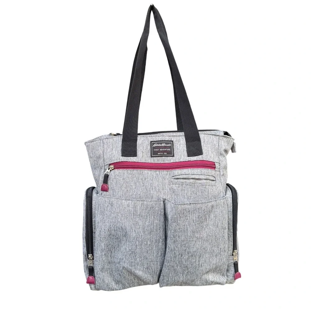 Eddie Bauer First Adventure Diaper Tote Bag‎ Gray Pink Places & Spaces Organizer